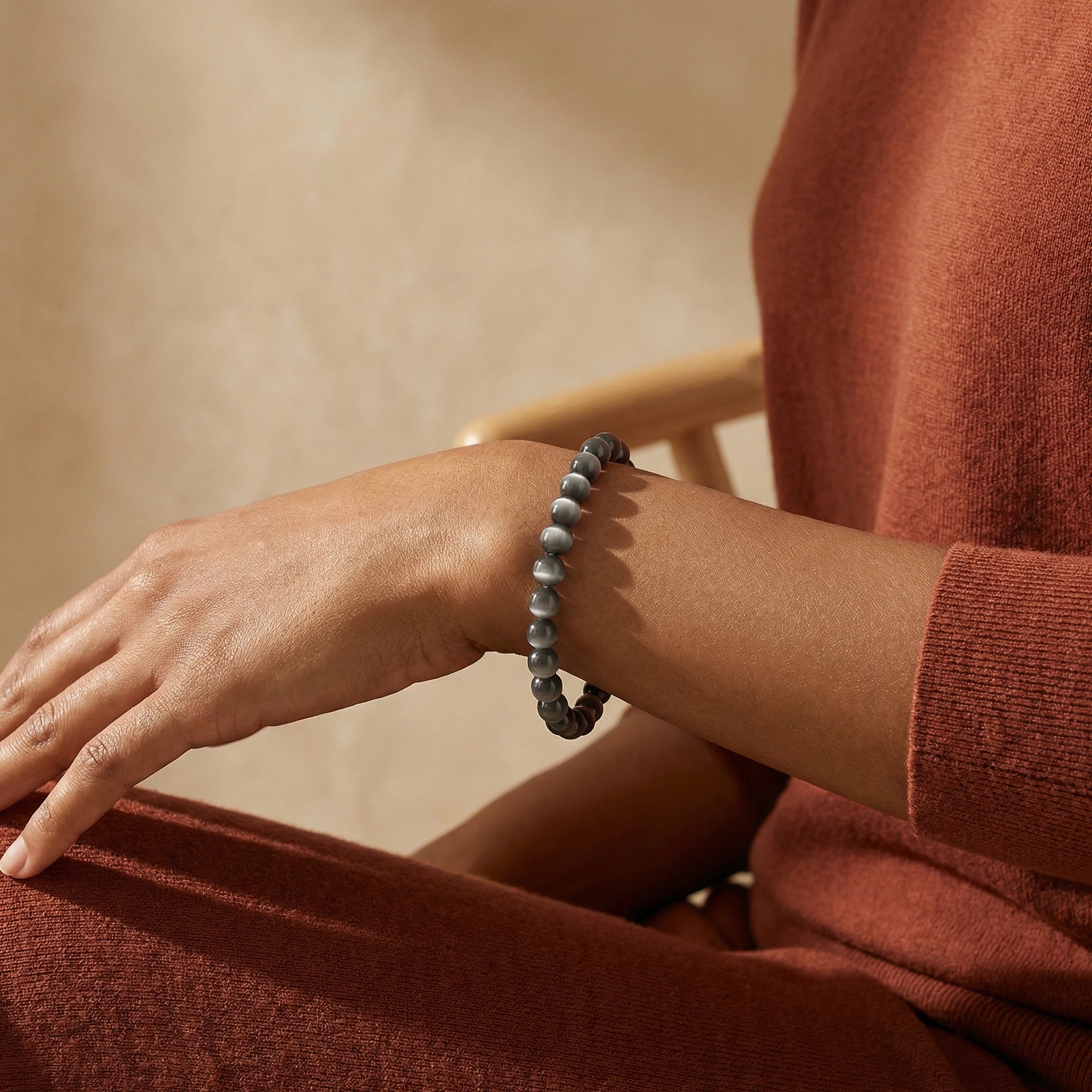 NEEX Silver Sheen Obsidian Natural Stone Bracelet