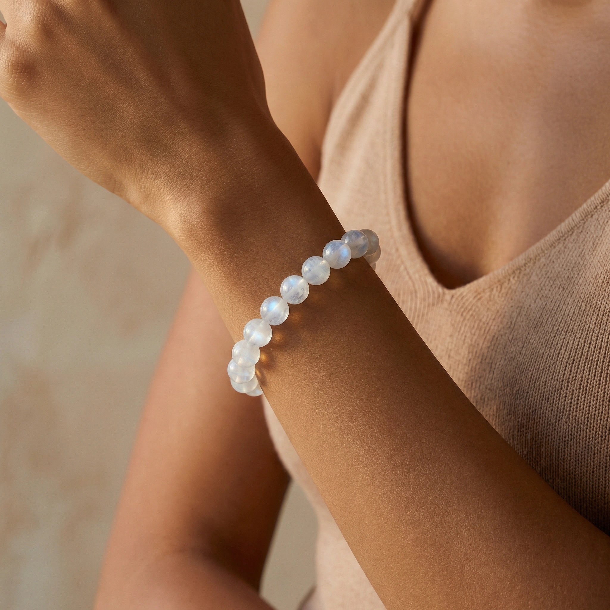 NEEX Rainbow Moonstone Natural Stone Bracelet